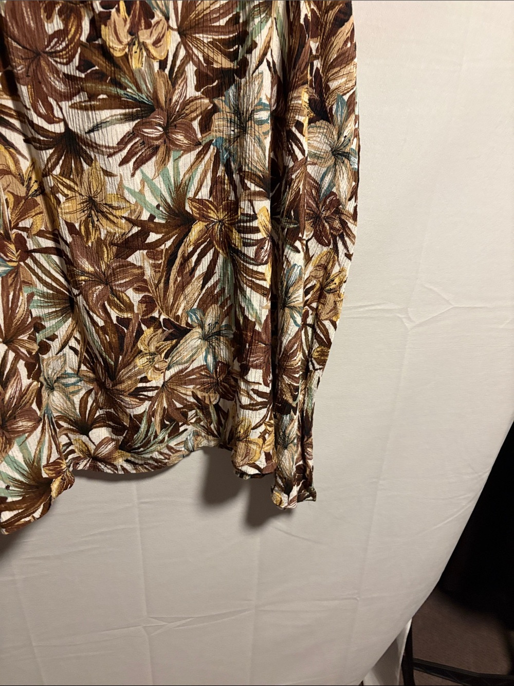 Jaclyn Smith Brown Cream Floral Midi Skirt with Teal Accents - Picture 7 of 7